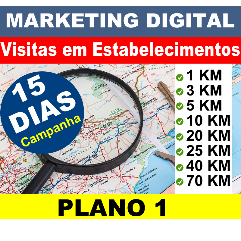 Marketing Digital - visitas em estabelecimentos - Plano 1 - 15 Dias