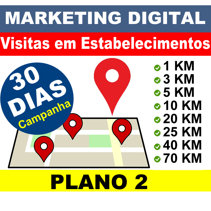 Marketing Digital - visitas em estabelecimentos - Plano 2 - 30 Dias